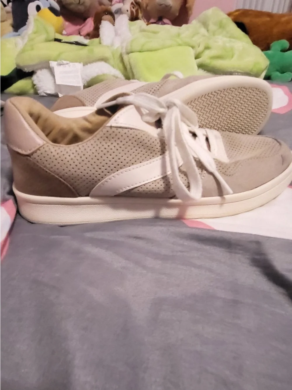 Old Navy Beige and White Kids' Perforated Sneakers